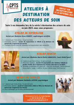 [ATELIERS À DESTINATION DES ACTEURS DE SOIN 💉⚕️]