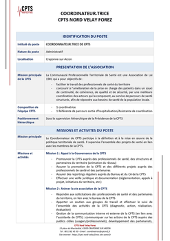 [LA CPTS NORD VELAY FOREZ RECRUTE UN CORDINATEUR H/F 💼]