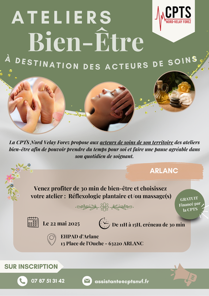 [ATELIERS BIEN-ETRE A DESTINATION DES ACTEURS DE SOINS- ARLANC]