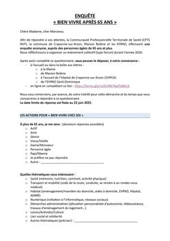 [ENQUÊTE “BIEN VIVRE APRÈS 65 ANS” 👵🏻👴🏻]