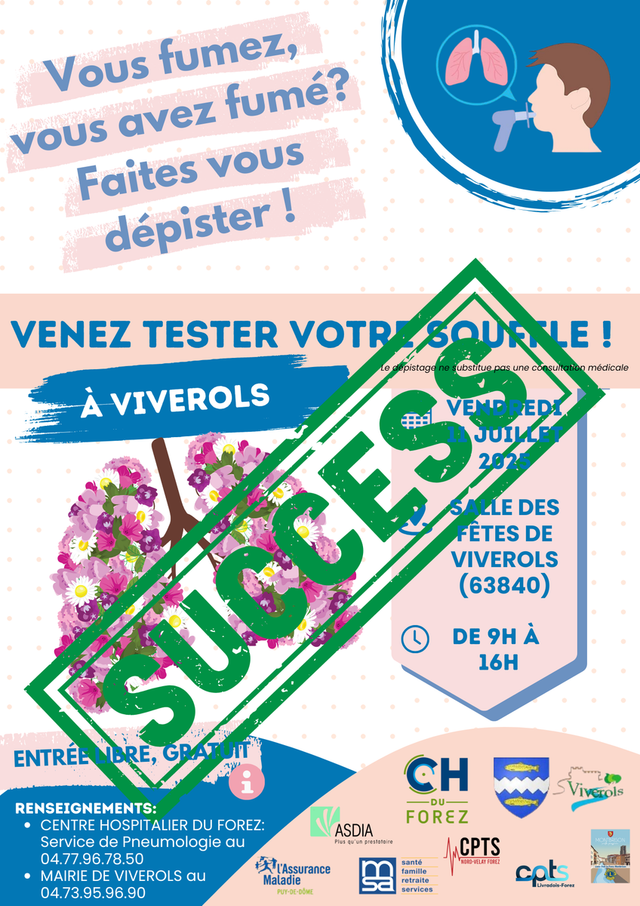 [🎉 SUCCES DU DEPISTAGE GRATUIT DE LA BPCO A VIVEROLS !&nbsp;🫁]