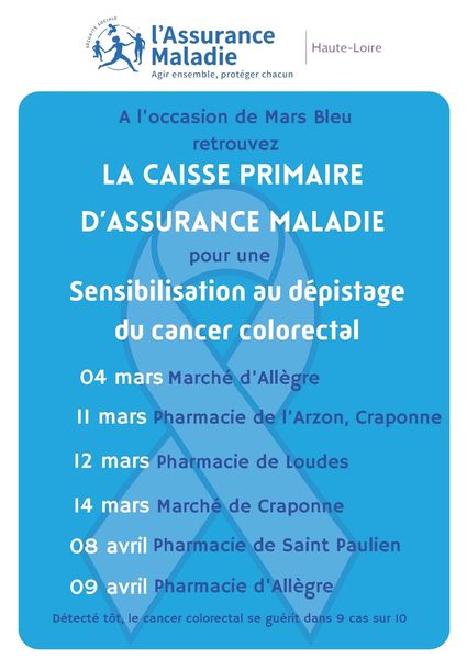 [🔵🎗️&nbsp;Dépistage du cancer colorectal : la CPAM se mobilise près de chez vous !]