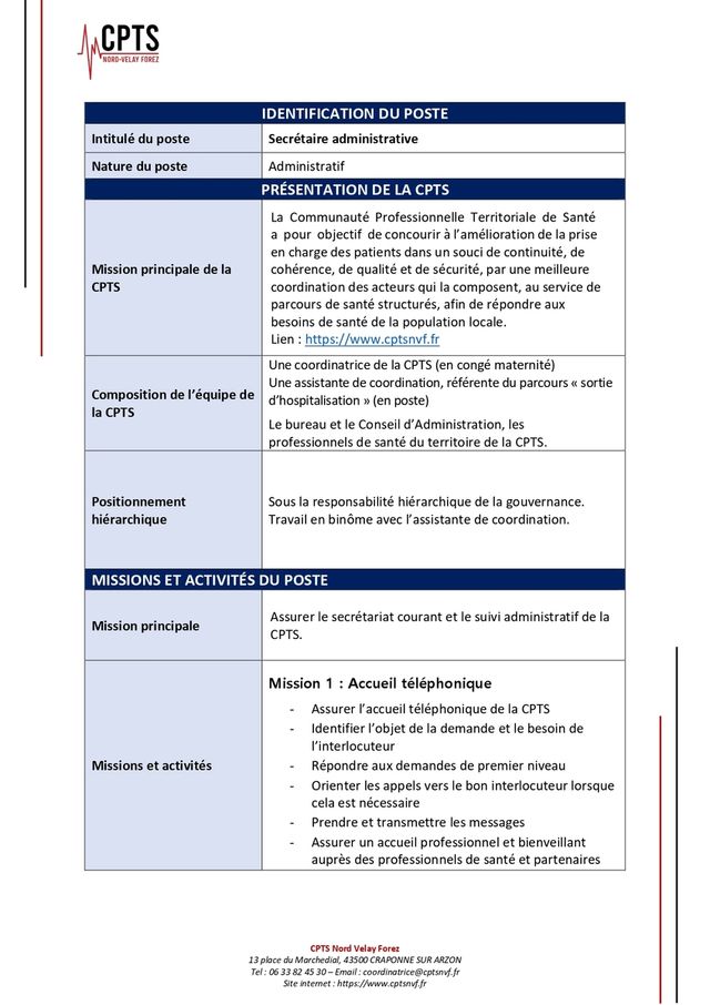 [LA CPTS NORD VELAY FOREZ RECRUTE&nbsp;! 📢]