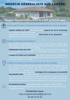 Recherche un médecin généraliste à la MSP de Port de Lanne (Sud Landes)