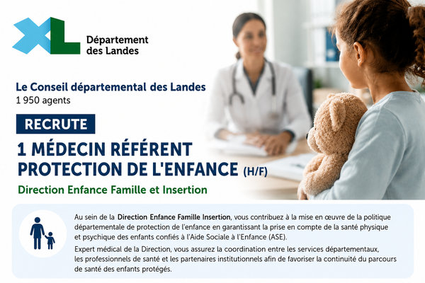 Recherche Médecin référent protection de l'enfance (H/F)