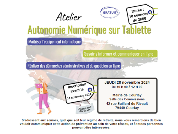 Autonomie Numérique sur Tablette à COURLAY